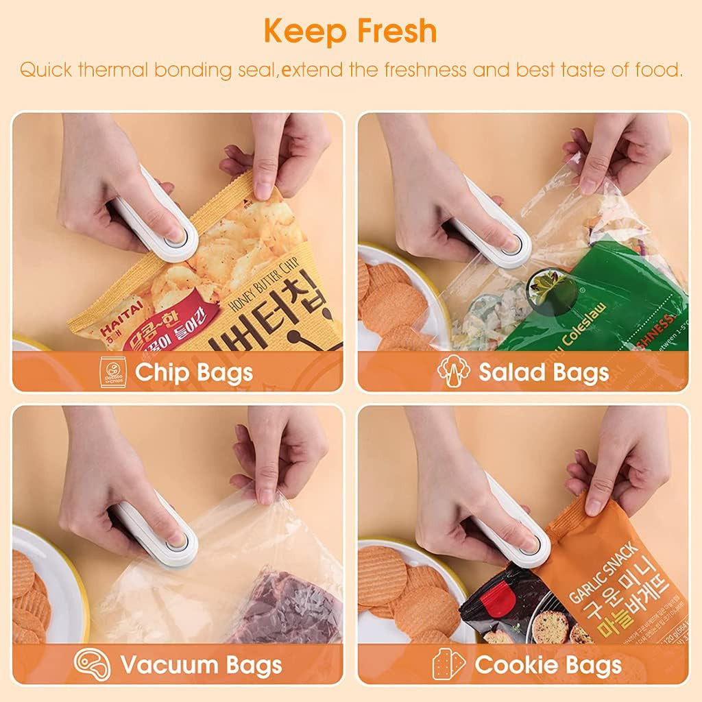 Built-in cutter blade on reverse side of USB mini sealer
