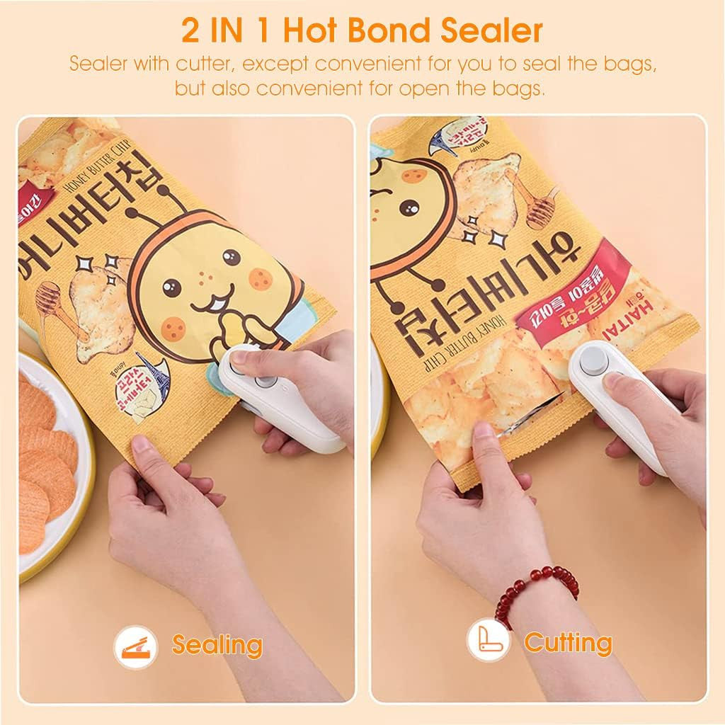 Mini sealer keeping snacks fresh in kitchen drawer