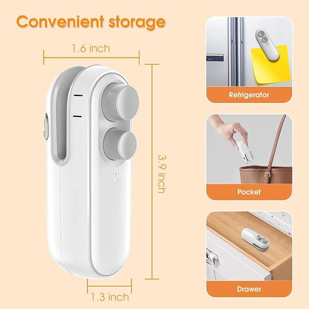 USB-C rechargeable packet sealer with charging cable