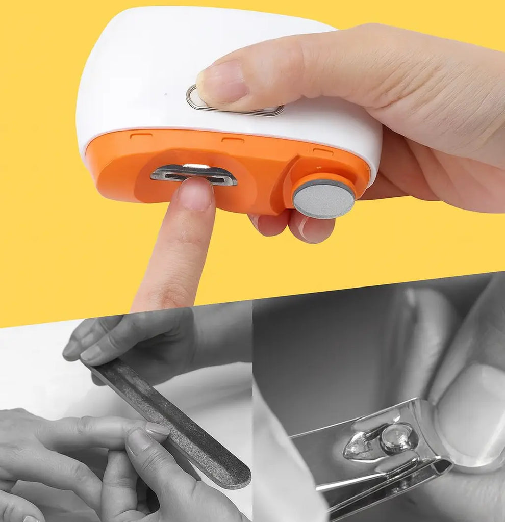Electric nail clipper packaging with accessories and manual