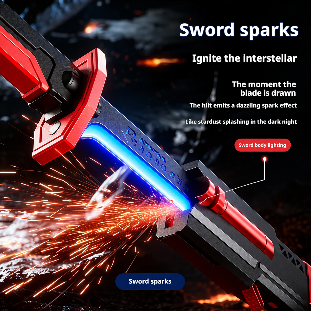 LED spark sword with USB charging port for cosplay prop
