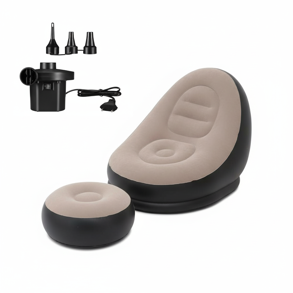 Built-in electric pump inflating the Casezy air couch in 60 seconds
