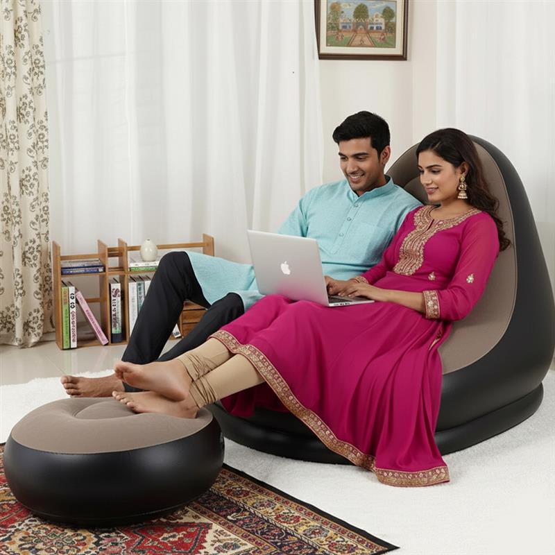 Air couch sofa used as guest bed in living room