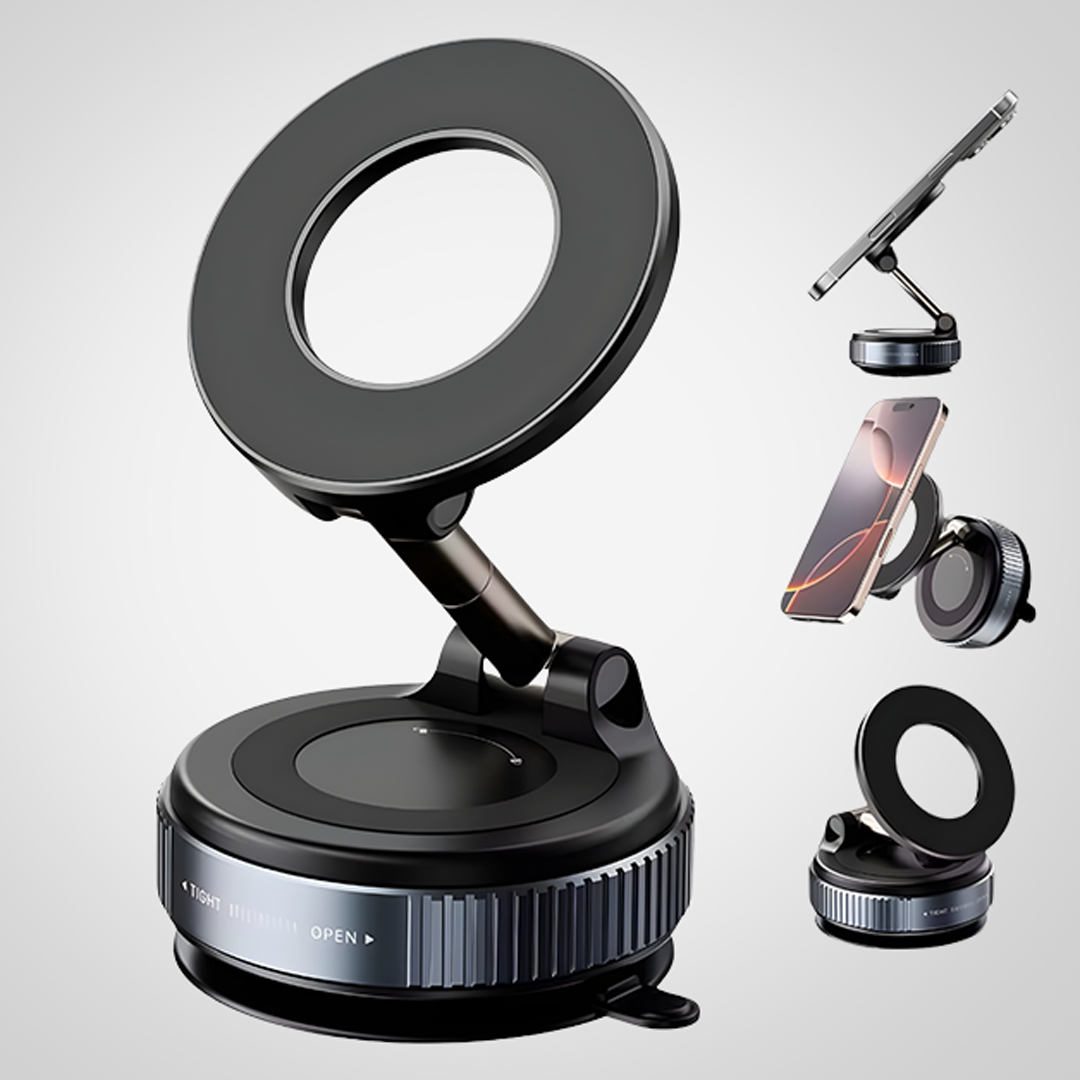 Casezy 360 magnetic phone holder with nano gel grip on car dashboard
