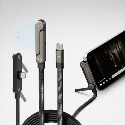 Casezy 240W USB-C fast charging cable with built-in phone stand