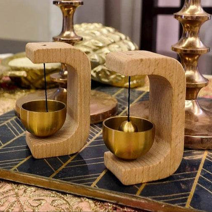Handcrafted bamboo wind chime with natural wood tubes