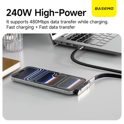 Braided 240W USB-C fast charging cable with detachable magnetic stand