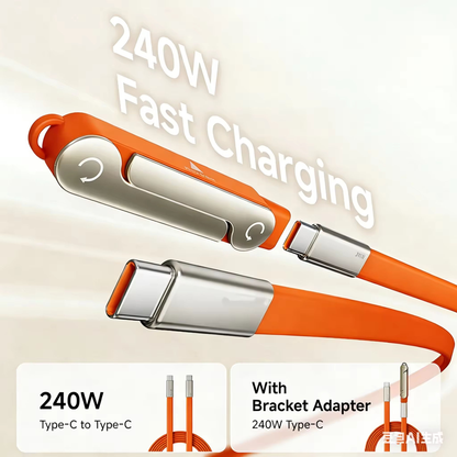 Casezy 240W Type-C cable with stand folded compact for travel