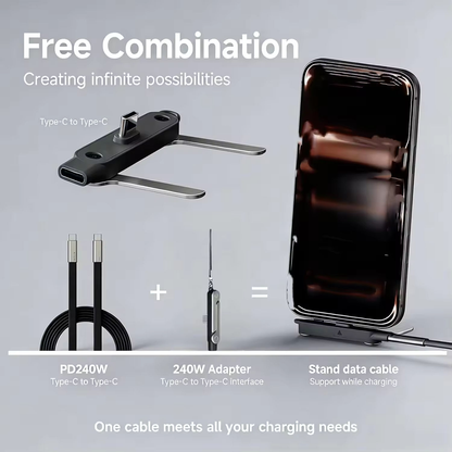 240W PD Type-C cable fast charging a smartphone and laptop